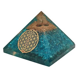 Sharvgun Orgonite Pyramid Apatite Stone Chakra Flower of Life Negative Energy Protection Healing Crystal Gemstone Orgone Pyramid Yoga Meditation 65-75 MM