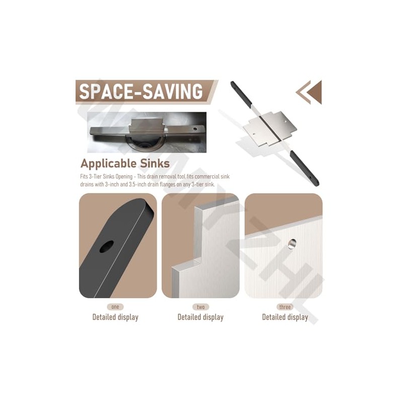 Waste Drain Tool for 3 Tier Sink in Commercial Kitchens,