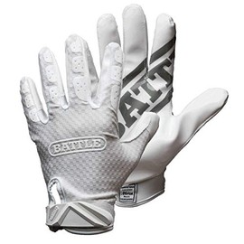 Battle Triple Threat Adult Receiver Gloves - Size Triple Threat Adult Receiver Gloves, White, Large