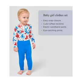 EASWEET Bamboo Viscose Baby Girls' Clothing for Winter and Fall Long Sleeve Bodysuit and Pants Baby Outfits, Bowtie, 12-18 Months