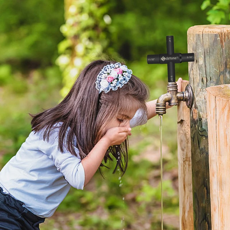 Sdstone 4 Way Sillcock Water Key, Steel, Black, 2 Pack