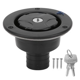 RV Fresh Water Cap, Gravity Water Filling Cap with 2 Keys, Lockable Leak-Proof Water Filling Cap for Camping Trailer, Motorhome, Caravan, Boat, Car (Black)