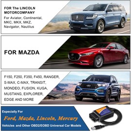 ELM327 with Switch 25k80, OBD2 USB Adapter Code Reader Vehicle Scanner Diagnostic Programmer Tool for Ford Mazda Windows