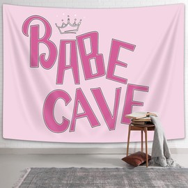 Bzhilja Babe Cave Tapestry, Cute Lovely Pink Teen Girl Tapestries Wall Hanging Funny Party Backdrop Party Decorations for College Dorm Teen BedroomYoga Room 90X70 Inches