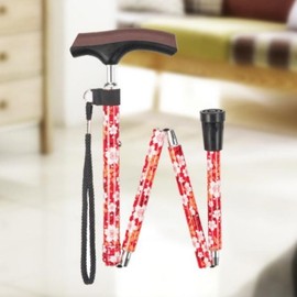 Pretty Grandma Foldable Flower Cane for Senior Citizens Elderly Portable Folding Cane Gift for Walking Red (FS-612RE)