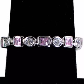 Eternity GEOMETRIC PINK / CLEAR CZ ETERNITY BAND _SIZE-9__925 STERLING SILVER