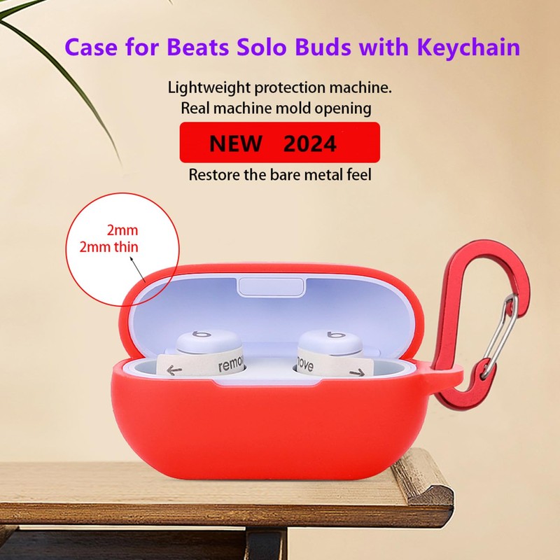 Case for Beats Solo Buds Case Cover with Flower Keychain,