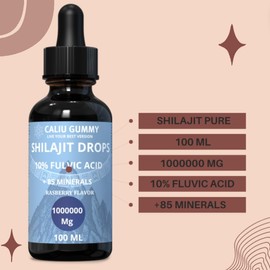 Reines Shilajit Oil | 100ml | 100000mg |+85 Mineralien | Nahrungsergänzungsmittel in Tropfenform für Männer | Mit Reiner Shilajit-Harz aus dem Himalaya | 10% Fulvinsäure | Natürlichem Himbeerextrakt