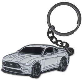 glahorse For Ford Mustang Keychain，For Ford Mustang Accessories 2015-2020，Metal Keychain, Grey, Small