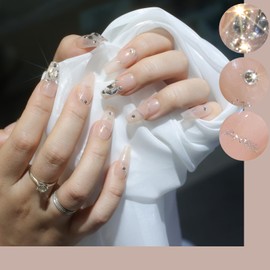 Nail Tip, Long, Orange, Glitter, French Popular, False Nails, Glossy, Bride Nails, Women's, Stylish, Nail Art Patch, Long, Cute, Nail Stickers, Simple, 3D Fondled Nails, New Year, Graduations,