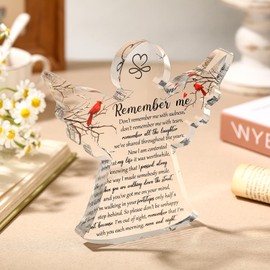 Jetec Sympathy Bereavement Gift Angel Red Cardinal Acrylic Memorial Gift for Loss of Loved One Remember Me Grieving Keepsake for Mom Dad Grandma Friend(Classic Cardinal)