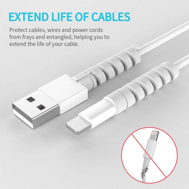 Cable Protector Spiral Phone Charge Cable Saver, Headphone, USB Cord,