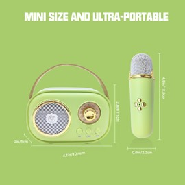 Eptchn VivaMic Mini Karaoke Machine for Kids, Portable Bluetooth Speaker with 2 Wireless Microphones, Cozy Hoome, Birthday Gifts for Girls Ages 3,4,5,6,7,8,9,10,11,12+ Years Old (Green-2 Mic)