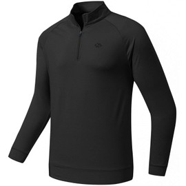 MoFiz Men's Golf Shirts Long Sleeve Shirts Sports Polo Shirts Athletic Jersey Shirts Half Pull On Zipper Black Size S