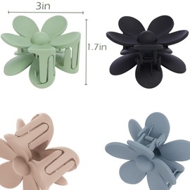 Flower Hair Clips 6 PCS Flower Claw Clips for Women Matte Large Claw Clips Strong Hold Jaw Clamps Hair Accessories for Thick Hair 6 Colors