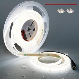 TOPAI TOPAI 12V COB LED Streifen 5000K Wasserdicht IP65, LED Strip 5M Tageslicht Aussenbereich, CRI>90 Sehr Hell 4000lm LED Band Selbstklebend, 480LEDs/M Flexible Schneidbar fr Kche Wohnzimmer