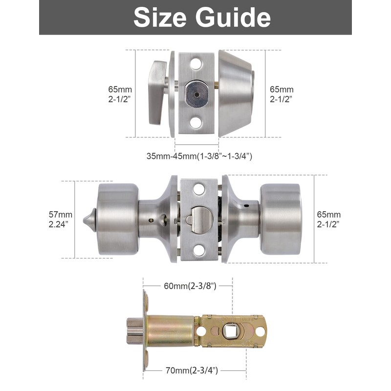 Lanwandeng 3 Sets Keyed Alike Entry Door Knobs and Single