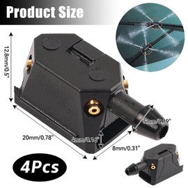 Begpoee Pack of 4 Windscreen Washer 4 Holes, Car Windscreen Wiper Washer Nozzles, Universal Car Windscreen Wiper Washer Nozzles, for 8 mm 9 mm Wiper Arm (Black)