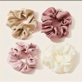 Unbranded 6pcs Solid Color Fabric Hair tie Scrunchies Set For Women