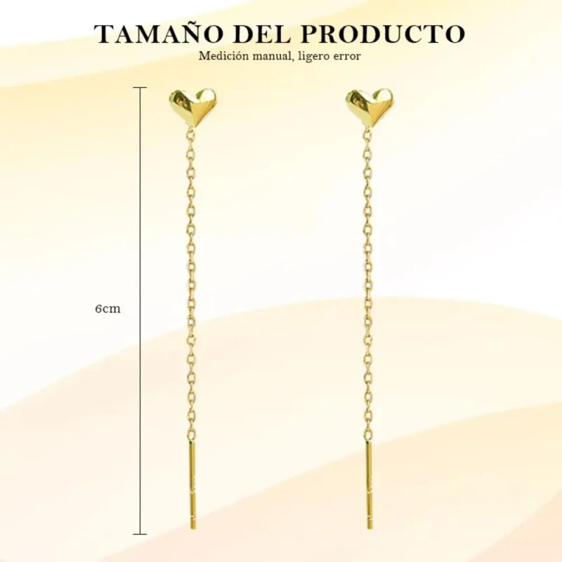 Aretes Corazón Largos Para Mujer Acero Inoxidable Regalos