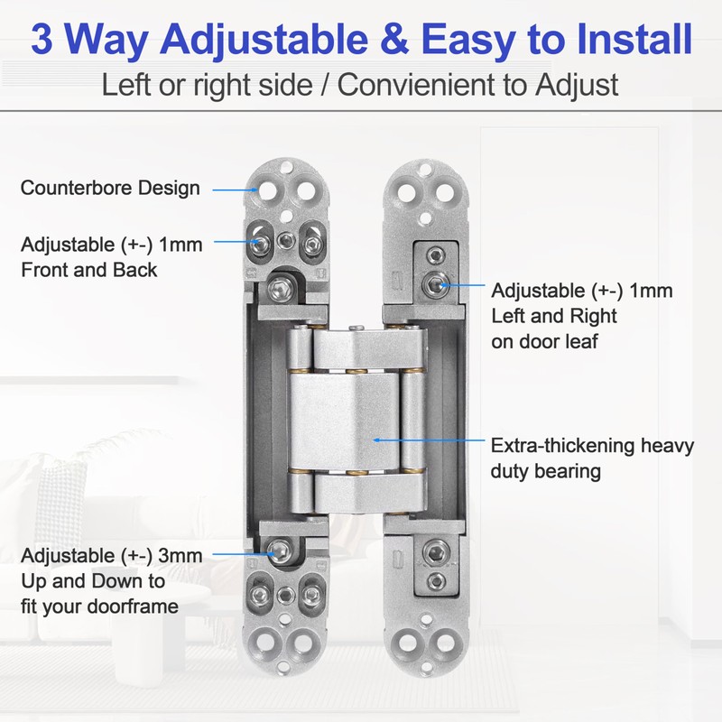 XMZ-DDUP 2Pcs 6 inch Hidden Door Hinges -Invisible Hinges for