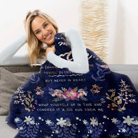 Best Friend Gifts, Fluffy Blanket Gifts for Girlfriend, Gifts for Girlfriend Blanket, Gift for Best Friend, Girlfriend Gift, Fluffy Flannel Blanket for Best Friend, 130 x 150 cm, navy