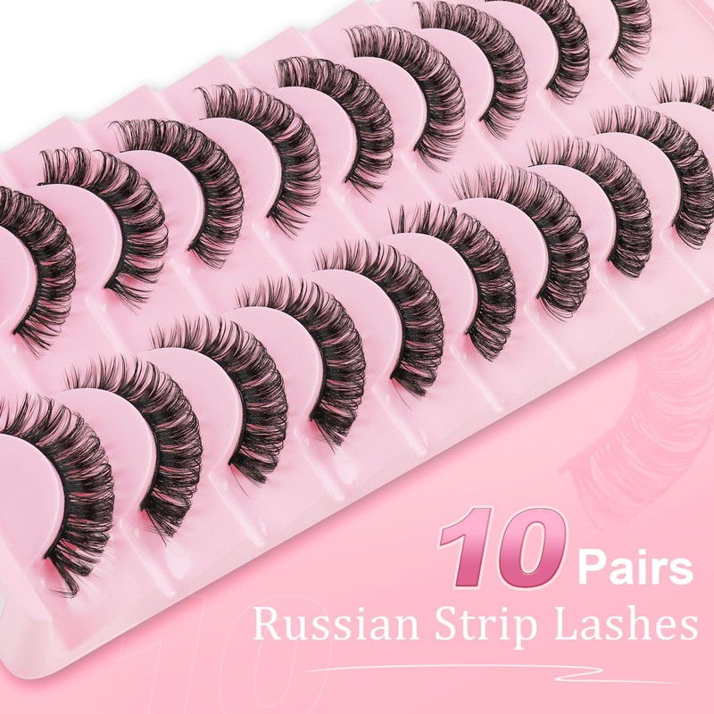 False Eyelashes Natural Russian Lashes D Curl Cat Eye Lashes