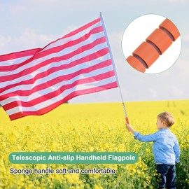 M METERXITY 5.25Ft/1.6M Telescopic Handheld Flagpoles, Telescopic Flag Pole with Clips Portable Stainless Steel Flag Pole for Truck/Outside/Tour/Guide/House/Festival[Orange]