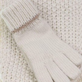 Girls 2-Piece Pom Pom Scarf & Gloves Set (7-10 Years, Ecru)