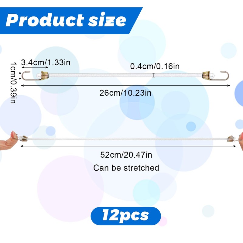 Ymapinc 12PCS White Small Bungee Cords with Hooks, 10 Inch