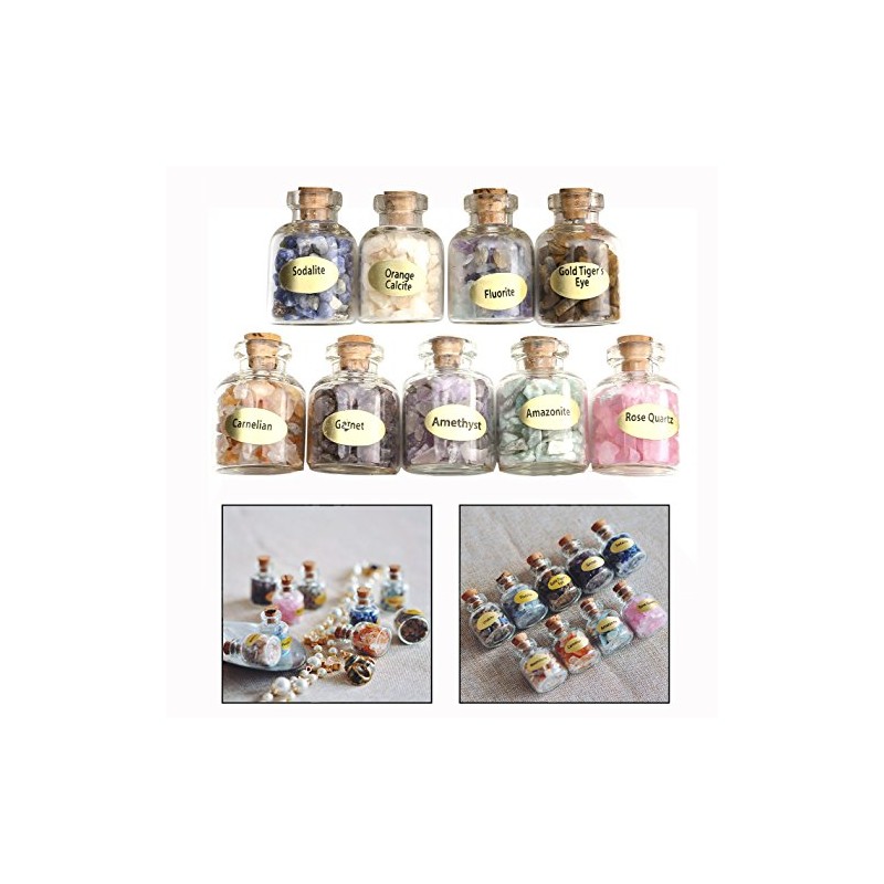 Itian Mini Wish Bottles, Gemstone Healing Energy Chip, Crystal Stone
