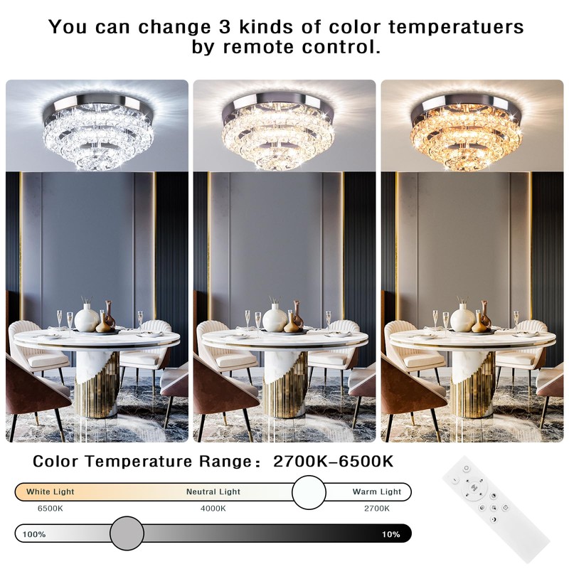 Cainjiazh 11.8" Modern Crystal Chandeliers LED Crystal Ceiling Light Fixture