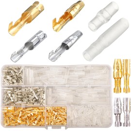 424pcs Round Connectors Motorcycle Double 3.9 mm Brass Bullet Terminals Bullet Connector with Insulation Cover, Bullet Plug Round Plug Car Round Plug Sleeves Motorcycle Electric Crimp Terminal