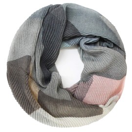 Glamexx24 Loop Tube Scarf for Women Creped Loop Scarf Warm and Soft Tube Scarf Abstract Motifs Crash Crinkle Cloth Lightweight, Dark Grey Jeans Bl