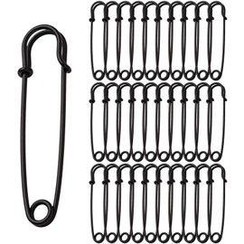 Large Safety Pins, 30-Pack Black Strong Heavy Duty Extra Large Safety Pins, 75mm/3inch Kilt Pin, Giant Safety Pin for Emergency Clothing Repair and Blanket Fixation