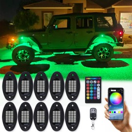 KEEPDSGN For Jeep Wrangler Unlimited Rubicon JL JKU 10 PCS RGB LED Rock Lights Neon Glow