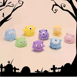 Little Monster Car Dashboard Decor, 8PCS Spooky Rear View Mirror Accessories, Funny Mini Ornament Halloween Party Decorations, Interior Accessories for Home Desk