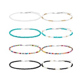 Beaded Choker Necklace for Women Pearl Boho Bead Necklace Adjustable Colorful Turquoise Necklaces Summer Outfits for Gifts