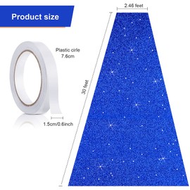 Tatuo Carpet Runner Runway Rug 55 GSM Thickness with Carpet Tape for Prom Wedding Halloween Christmas Outdoor Indoor Hallway Party Rug(2.46 x 30 Feet,Glitter Dark Blue)