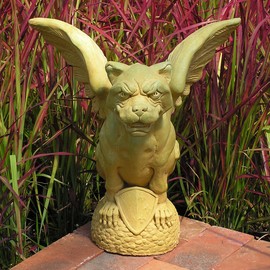 GARGOYLE Argus 15.5" WEATHERED BRONZE STAIN Cast Cement Statue Outdoor GARDEN Decor