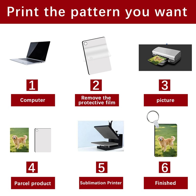 AiDiYGECO 60 Pcs Sublimation Keychain Blanks Ornament bulk Rectangle Double