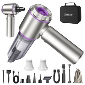 Handheld vacuum cordless, hand vac rechargeable - portable car vacuum with washable HEPA filter, dust container visualisation, brushless motor, type-c charging, gear & power indicators (Purple)