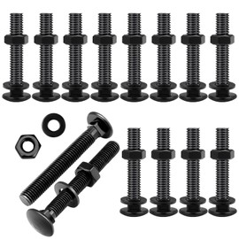 Wavanta 20 Pcs M6 Coach Bolts, M6 x 50mm Carriage Bolts, with Hexagon Nuts and Washer, Black Oxide, 304 Stainless Steel, Coach Screws