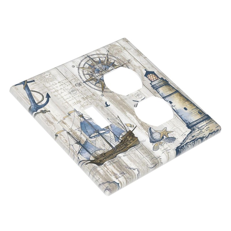 Xuejiaku Decorative Switch Cover Rustic Nautical Anchor Sailboat Compass Lighthouse