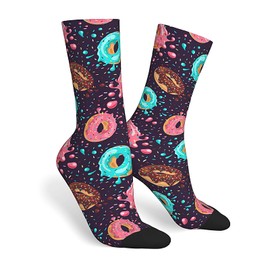 JKJOJIA Cool Donut Dood Novelty Socks For Men Women, Funny Crazy Crew Socks Casual Dress Socks Gifts
