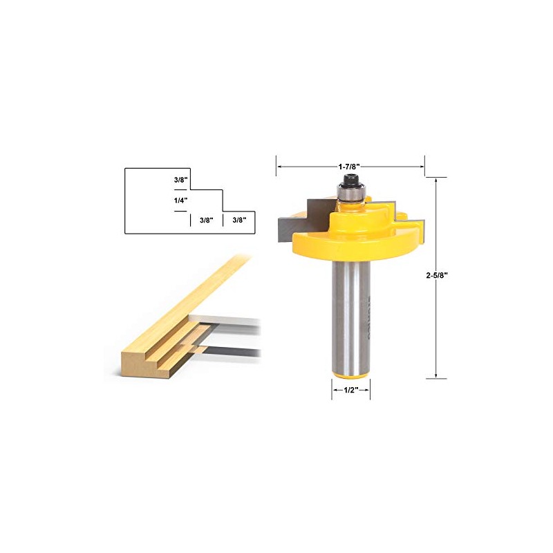 YONICO Stepped Rabbet Router Bit 1/4-Inch Glass 1/2-Inch Shank 18126
