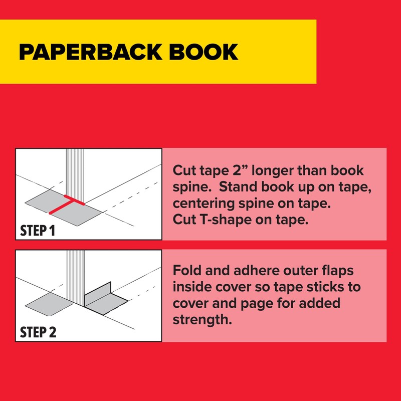 Scotch Book Tape, 2 in x 540 in, Excellent for