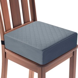 COMFORTANZA Booster Cushion for Adults - 16x16x5 Medium-Firm Seat Cushion for Home, Office, Wheelchair, Car - Washable Velvety Cover with Waterproof Layer & Removable Strap, Non-Slip Base - Gray
