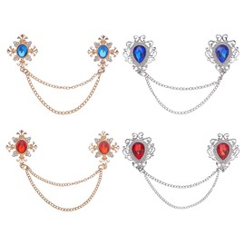 CRAFTYMELODY 4 Stück Pullover Schal Kettenclips 4 Stile Strickjacken Kragenhalter Hemd Strass Dekoration Strickjacken Clip Gold/Platin