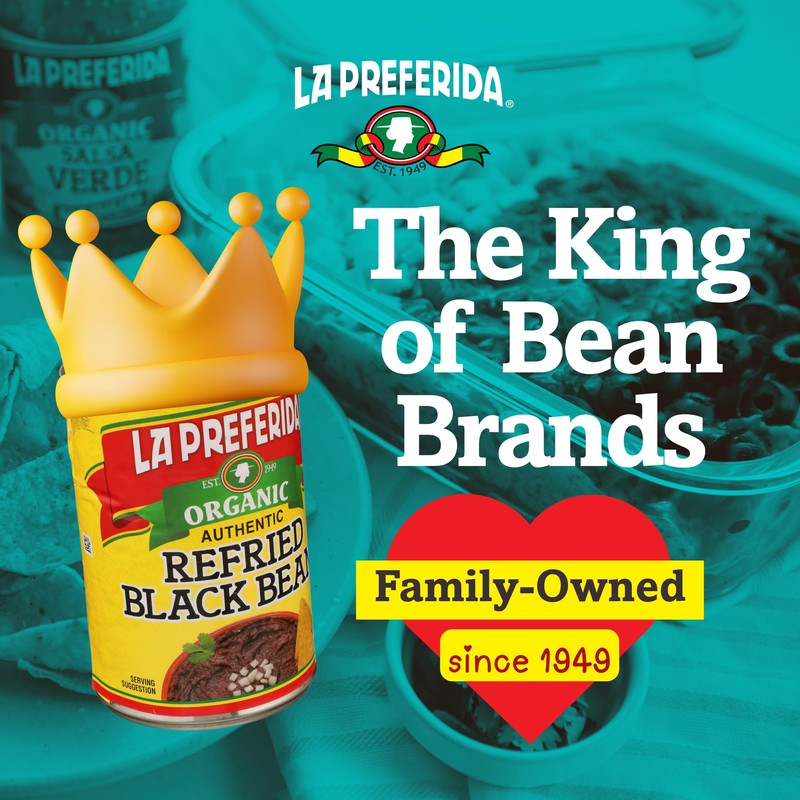 La Preferida Bean Refried Black Organic, 15 oz (Pack of